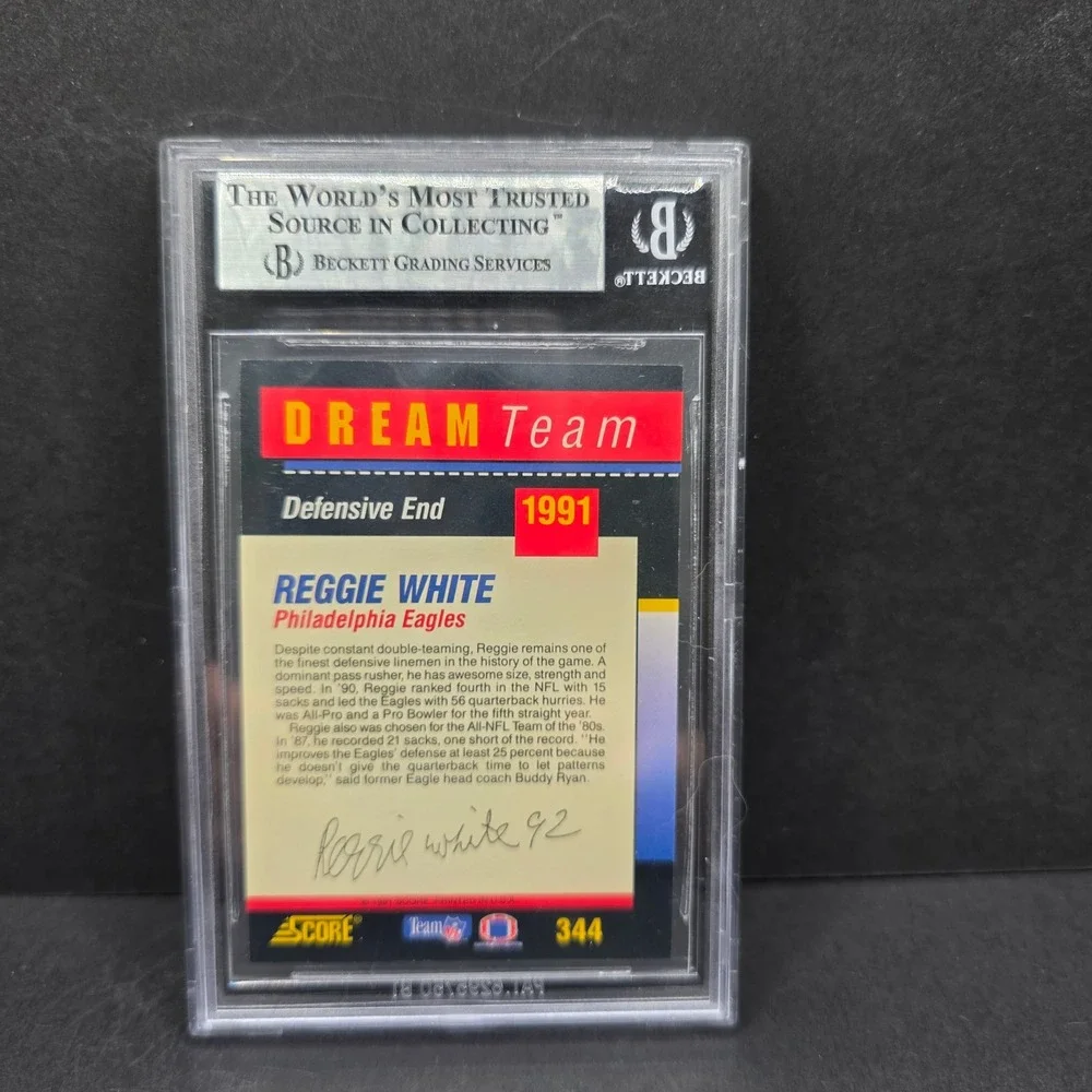 Score Reggie White Football Card 1991‎ BGS 9 Mint #344 Eagles DT